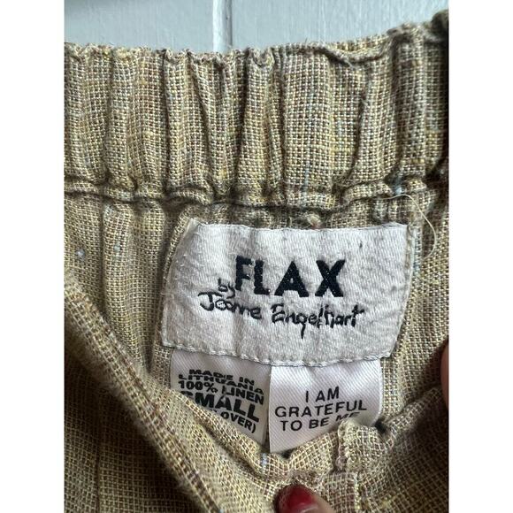 Flax by Jeanne Engelhart Linen Pants Small Toffee Brown Long Tapered Lagenlook - Picture 4 of 8